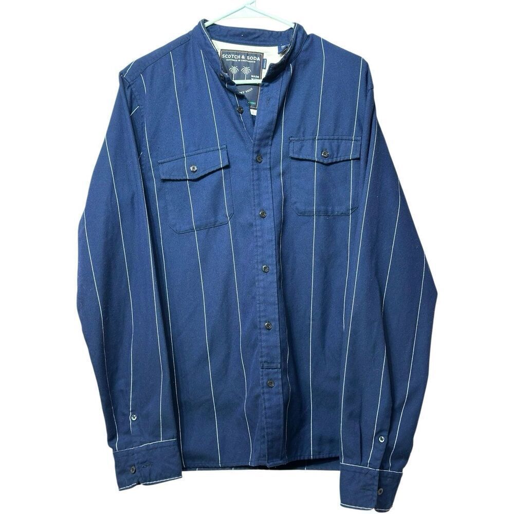 Scotch & Soda Classic Striped Long Sleeve Button Down Relaxed Fit Shirt Men's L